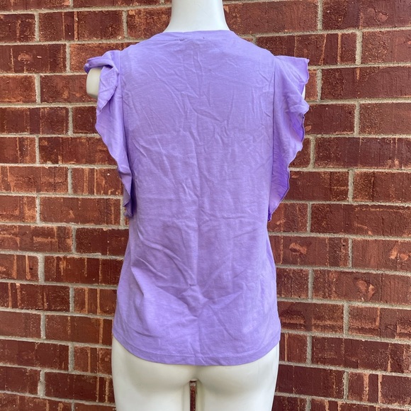 Jessica Simpson NWT Purple Ruffle Short Sleeve Shirt (Small) - Picture 4 of 9